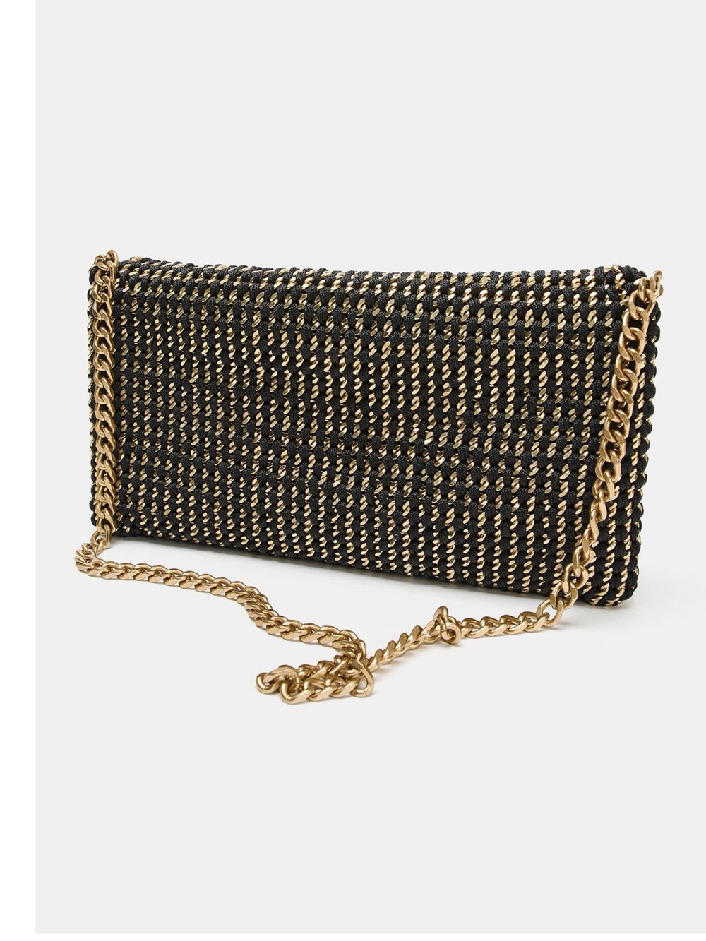 Zara Metallic Fabric Crossbody/shoulder Bag in black